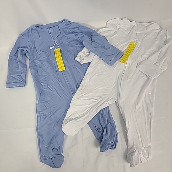 Aablexema Baby Blue & White Footed Pajama 2-Piece Set 0m-3m - Picture 1 of 6